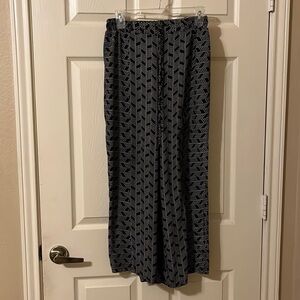 ANGIE Black and White Boho Wide Leg Flowy Pants Size S